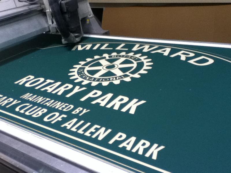 3 D Graphics routed into sign panel